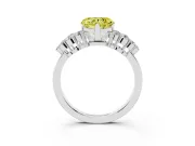 Fancy Yellow Heart Cut Diamond Cluster Engagement Ring Set in Silver with Pavé Band and Prong Setting