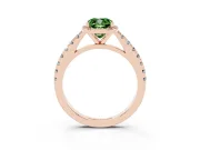 Fancy Green Cushion Cut Diamond Halo Engagement Ring Set in Rose gold with Pavé Band and Prong Setting