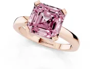 Asscher Cut Solitaire Engagement Ring Setting for a Fancy Pink Lab-Grown Diamond | Flat Tab Prongs | Rose Gold