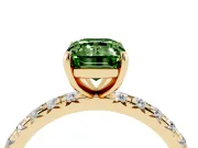 Emerald Cut Pavé Engagement Ring Setting for a Fancy Green Lab-Grown Diamond | Yellow Gold