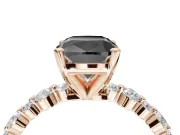 Cushion Cut Pavé Engagement Ring Setting for a Black Center | Alternating Accents | Rose Gold