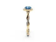 Cushion Cut Twist Halo Engagement Ring Setting for a Fancy Blue Lab-Grown Diamond | Yellow Gold