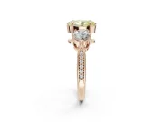 Oval Three Stone Engagement Ring Setting for a Fancy Yellow Lab-Grown Diamond | Tapered Pave Band | Rose Gold