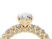 Marquise Shared Prong Engagement Ring Setting | Two-Row Band | Yellow Gold