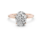 Oval Thin Solitaire Engagement Ring Setting | Straight Plain Band | Rose Gold