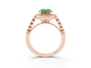 Oval Graduated Milgrain Halo Engagement Ring Setting for a Fancy Green Lab-Grown Diamond | Rose Gold
