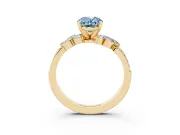 Oval Floral Engagement Ring Setting for a Fancy Blue Lab-Grown Diamond | Yellow Gold