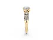 Cushion Cut Multi Row Pave Solitaire Engagement Ring Setting | Domed Shoulders | Yellow Gold