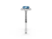 Princess Cut Halo Engagement Ring Setting for a Fancy Blue Lab-Grown Diamond | Pave Shoulders | Sterling Silver
