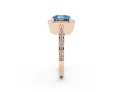 Radiant Cut Milgrain Halo Engagement Ring Setting for a Fancy Blue Lab-Grown Diamond | Side Stones | Rose Gold