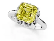 Asscher Cut Petal Halo Engagement Ring Setting for a Fancy Yellow Lab-Grown Diamond | Platinum