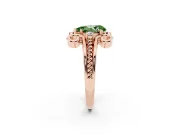 Fancy Green Pear Cut Diamond Twisted Band Solitaire Ring Set in Rose gold with Scroll Prongs
