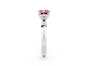 Fancy Pink Cushion Cut Diamond Solitaire Engagement Ring Set in Platinum with Flat Band and Prong Setting
