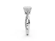 Asscher Cut Diamond Twist Band Solitaire Set in White gold with Pavé Accents and Prong Setting