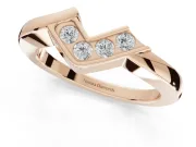 Round Lab-Grown Diamond Channel Set Chevron Wedding Band | V Front | Rose Gold