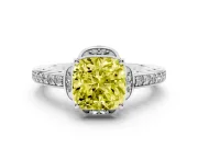 Cushion Cut Floral Pavé Engagement Ring Setting for a Fancy Yellow Lab-Grown Diamond | Platinum