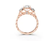 Marquise Cut Diamond Three-Stone Ring Set in Rose gold with Braided Band