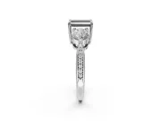 Fancy Black Emerald Cut Lab-Grown Diamond Three-Stone Ring Set in White Gold with Channel-Set Band and Prong Setting
