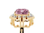 Princess Cut Halo Engagement Ring Setting for a Fancy Pink Lab-Grown Diamond | Yellow Gold - Design NV-24719