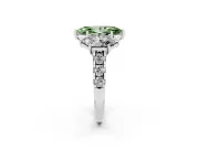 Marquise Three Stone Engagement Ring Setting for a Fancy Green Lab-Grown Diamond | Accented Shoulders | Platinum