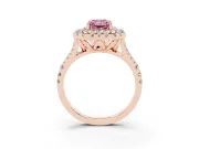 Radiant Cut Halo Split Shank Engagement Ring Setting for a Fancy Pink Lab-Grown Diamond | Pavé Strands | Rose Gold