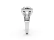 Radiant Cut Vintage Milgrain Halo Engagement Ring Setting | Pave Split Shank | Platinum