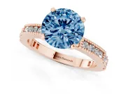 Round Vintage Pavé Engagement Ring Setting for a Fancy Blue Lab-Grown Diamond | Rose Gold