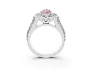 Fancy Pink Pear Cut Diamond Halo Engagement Ring Set in Silver with Split Shank and Prong Setting