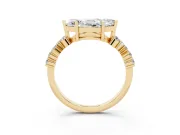 Marquise Scattered Accent Engagement Ring Setting | Slim Band | Yellow Gold