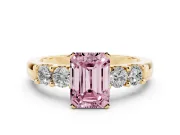 Emerald Cut Five Stone Engagement Ring Setting for a Fancy Pink Lab-Grown Diamond | Yellow Gold