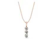 Round Lab-Grown Diamond Three-Stone Drop Pendant Necklace | Plain Bail | Rose Gold