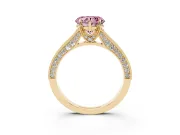 Heart-Shaped Hidden Halo Engagement Ring Setting for a Fancy Pink Lab-Grown Diamond | Milgrain Pave | Yellow Gold