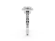 Asscher Cut Halo Engagement Ring Setting | Shared Prong Shoulders | Sterling Silver