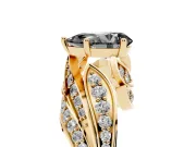 Pear-Shaped Bypass Pavé Engagement Ring Setting for a Black Center | Graduated Pavé | Yellow Gold