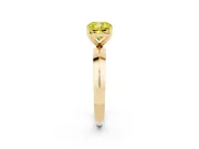 Fancy Yellow Cushion Cut Diamond Solitaire Engagement Ring Set in Yellow gold with Flat Band and Prong Setting