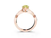 Fancy Yellow Marquise Cut Diamond Solitaire Twisted Band Ring Set in Rose gold with Accent Stones and Prong Setting