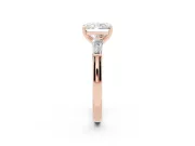Radiant Cut Three Stone Engagement Ring Setting | Tapered Baguettes | Rose Gold