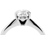 Oval Cut Diamond Solitaire Ring Set in Silver with Prong Setting on a Plain Round Band