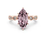 Marquise Vintage Milgrain Engagement Ring Setting for a Fancy Pink Lab-Grown Diamond | Rose Gold