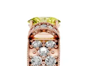 Oval Vintage Milgrain Pave Engagement Ring Setting for a Fancy Yellow Lab-Grown Diamond | Crescent Side Rows | Rose Gold