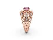 Asscher Cut Art Deco Engagement Ring Setting for a Fancy Pink Lab-Grown Diamond | Rose Gold