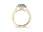 Heart-Shaped Raised Halo Engagement Ring Setting for a Fancy Blue Lab-Grown Diamond | Yellow Gold