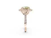 Canary Yellow Oval Lab-Grown Diamond Double Halo Statement Ring Set in Rose Gold with Pavé Band