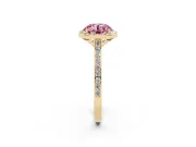 Round Halo Engagement Ring Setting for a Fancy Pink Lab-Grown Diamond | Yellow Gold - Design NV-24729