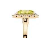 Emerald Cut Halo Engagement Ring Setting for a Fancy Yellow Lab-Grown Diamond | Flat Tapered Band | Yellow Gold