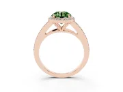 Round Halo Engagement Ring Setting for a Fancy Green Lab-Grown Diamond | Pave Split Shank | Rose Gold