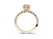 Cushion Cut Pavé Engagement Ring Setting for a Fancy Pink Lab-Grown Diamond | Alternating Accents | Yellow Gold