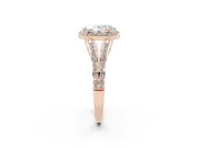 Oval Halo Engagement Ring Setting | V-Split Pavé Band | Rose Gold