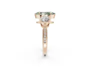 Marquise Three Stone Engagement Ring Setting for a Fancy Green Lab-Grown Diamond | Tapered Pave Band | Rose Gold