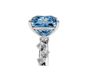 Fancy Blue Princess Cut Diamond Cluster Solitaire Ring Set in Silver with Prong Setting